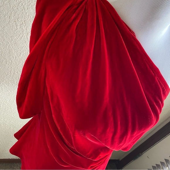 Eva Franco Silk Daphne Top Blouse One Shoulder Velvet Red Ruched: 10 - Picture 2 of 14